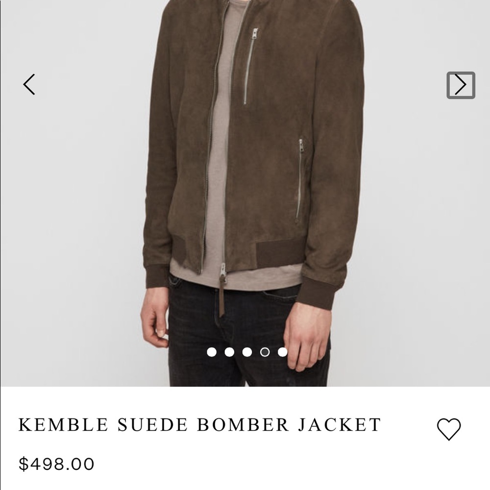 All Saints Kemble Suede Slim-Fit Bomber Jacket